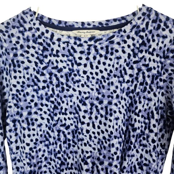Tommy Bahama T Shirt Leopard Print Top Shirttail Hem Top Casual Top S Purple - Picture 2 of 9